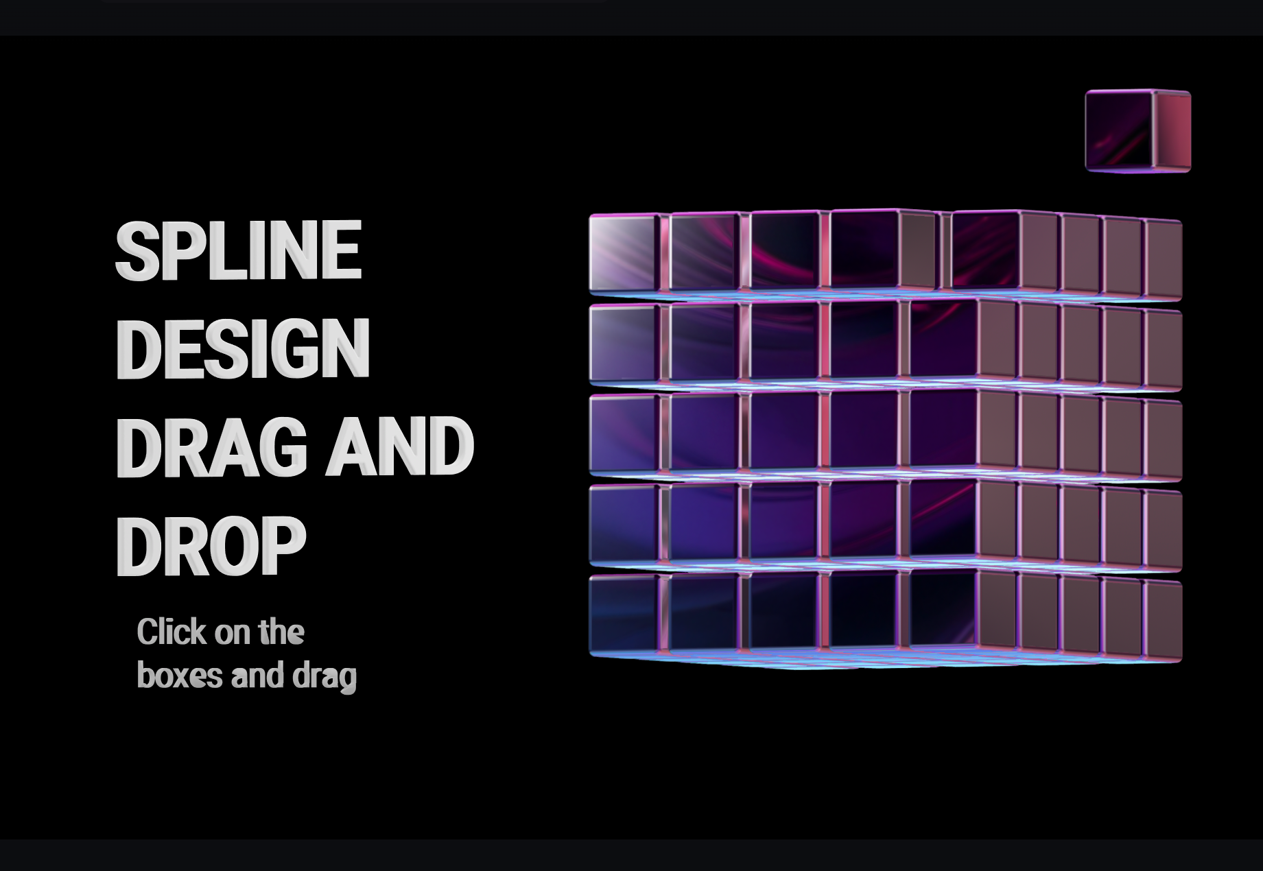 The second template contains the element of a Rubik's Cube that allows the user to click and drag. The character of this 3D Rubik's Cube contains its Rotation and unique glass surface reflection. This element offers a user a special visual sense and creativity. In terms of further exploration, we could replace the square on the cube with other objects or letters for the purpose of creating an educational game for kids.